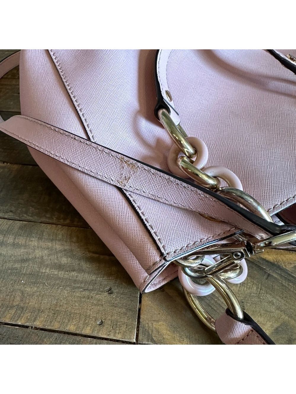 Michael Kors Cynthia Ballet Pink Leather Crossbody Bag - Picture 7 of 8